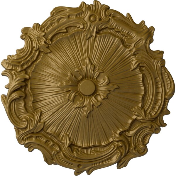 Ekena Millwork Plymouth Ceiling Medallion (Fits Canopies up to 1 5/8"), Hand-Painted Gold, 16 3/4"OD x 1 3/8"P CM16PLGLS - main